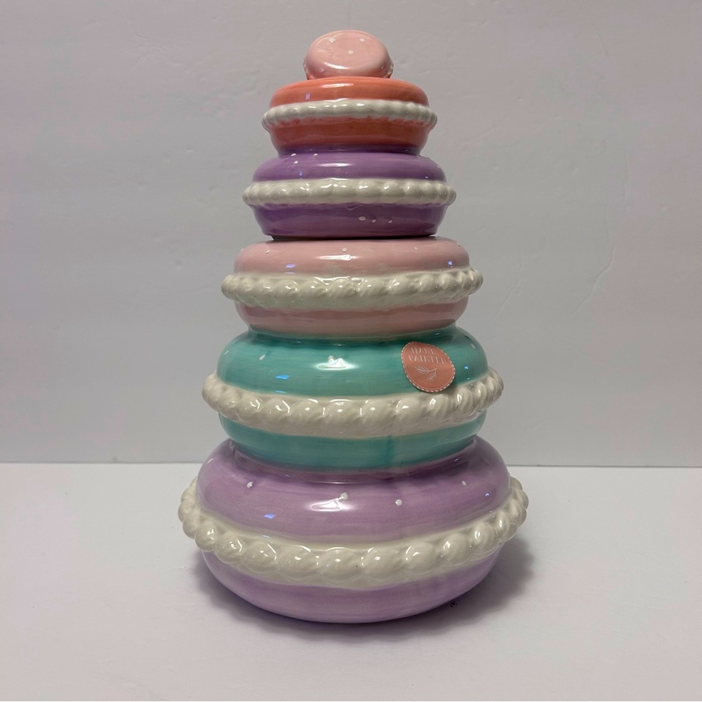 Peppermint & Pine Pastel Macaroon Cookie Jar